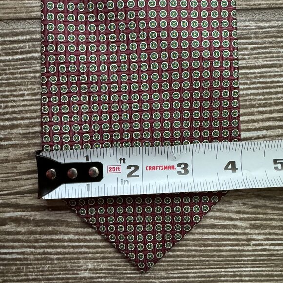 Polo By Ralph‎ Lauren Preppy Silk Tie Burgundy Green Gold Circles Handmade USA - Picture 6 of 7